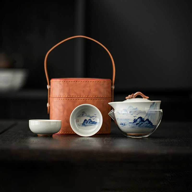 Portable Travel Tea Set One Pot Two Cups with Tea Storage Bag Travel Business Kung Fu Tea Set-picture2