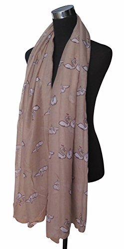 Lina & Lily Swan Print Women's Large Scarf Shawl Lightweight3