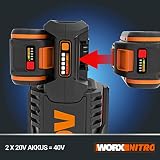 WORX Nitro Débroussailleuse sans Fil 40V WG186E.1, Lame de 25 cm, Fil de Coupe 38cm, Capot de Protection, Poignée Amovible, Tête Interchangeable, livrée avec 2 Batteries 4Ah et Chargeur Double - 8