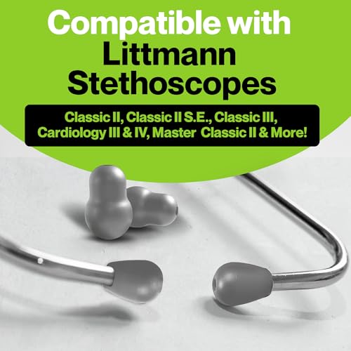 Image of Durabasics Stethoscope Ear Tips Replacement for Littmann Stethoscopes - Compatible with Littman Ear Tips Replacement, Stethoscope Ear Pieces, Littmann Stethoscope Parts & Cardiology IV Parts - Grey