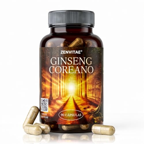 FOCO DIARIO | Ginseng Rojo Coreano (Panax Ginseng) 10:1 (3.000 mg eq.) | 10% Ginsenósidos + Vitaminas C y B6 | Energía y Concentración | 90 Cápsulas Veganas | ZENVITAE