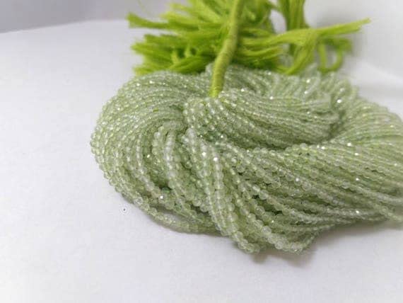 Perles rondelles facettées en préhnite naturelle 2mm pour création de bijoux
