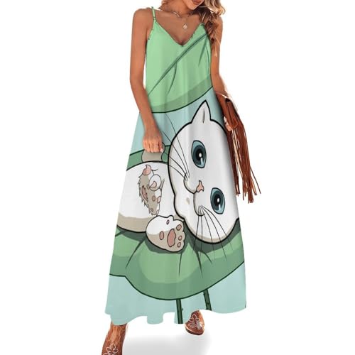 Robe longue chat pour femme parfaite en voyage au soleil et farniente à la plage