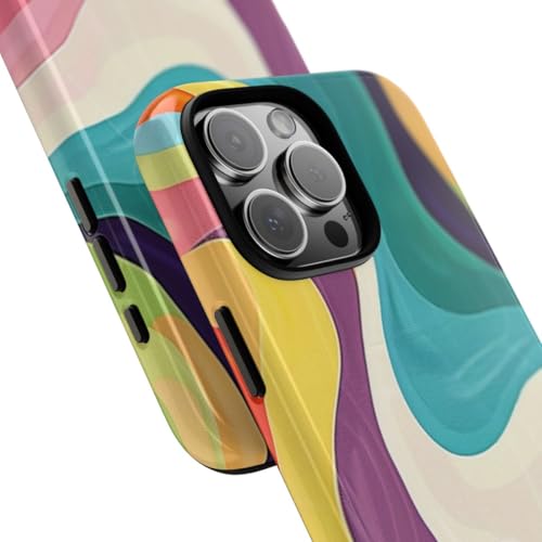 Coque iPhone 16 Pro Max motif abstrait groovy coloré rigide brillante - 2