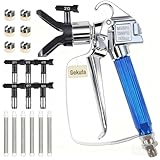 Airless Paint Sprayer Gun Kit 14 PCS, 3600 PSI High Pressure with 6 Reversible Tips (211/313/415/515/517/623), Filters & Nozzle Seat, Compatible with Most Airless Sprayers for Fences & Furniture