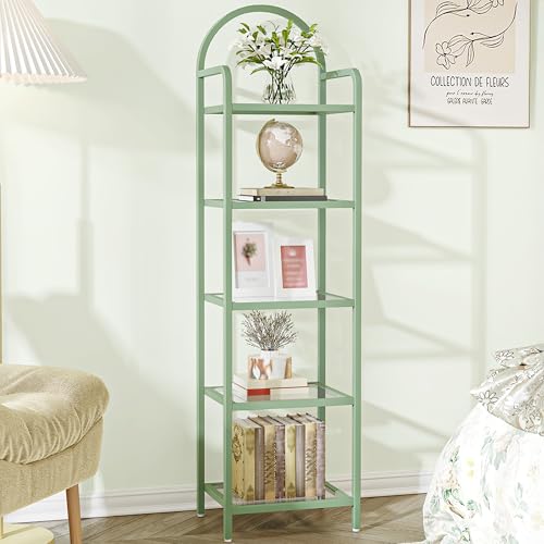 Image of Hzuaneri Bookcase Bookshelf, Tempered Glass Bookshelves