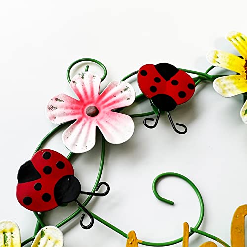 Metal Ladybugs Hanging Welcome Signs Wall Decor Front Door Wreath Garden Fence Patio Porch Yard Spring Indoor Outdoor Decorations 13''H #TOP4
