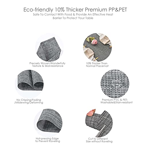 Giverare Table Runner, 12X53In Heat-Resistant Woven Vinyl Long Tabletop, Non-Slip Washable Pvc Table Runners, Easy To Clean Premium Plastic Dresser Cover For Wedding, Decor, Home, Art (Black+Gray) #TOP2