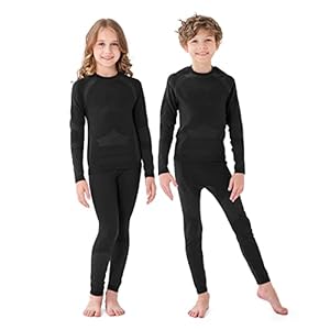 Homord Set Intimo Termico Bambino Traspirante Tessuto di Carbone di bambù Intimo Funzionale Set Biancheria Intima Termica Buono per Il Calcio, Lo Sci, l’hockey su Ghiaccio, la Corsa, Il Sonno