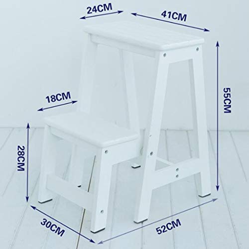 Tabouret pliant échelette à 2 couches blanc pour cuisine - 2