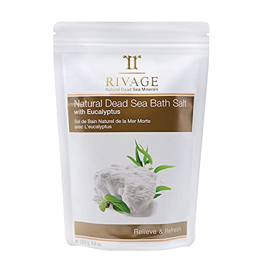 Rivage Natural Dead Sea Minerals Bath Salt With Eucalyptus 250G Natural Minerals Relieve & Refresh Vegan Friendly, No Animal Testing, No Harsh Chemicals #TOP8