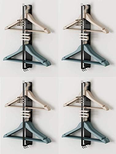Laundry Mess Killer l Laundry Room Magnetic Clothing Hanger Organizer | Optimize Your Home Storage l Sort Laundry System l For Drawers, Dresser, Shelves, Suitcase, Wardrobe, Cabinets - Pack of 4 BLACK
