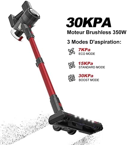 Diyuto Cordless Vacuum Cleaner, 350W Powerful Vacuum Cleaner, 30kPa Super Suction, 60 Mins Run Time, 5-Stage Filtration Vacuum Cleaner with 2 HEPA, Lightweight and Quiet V