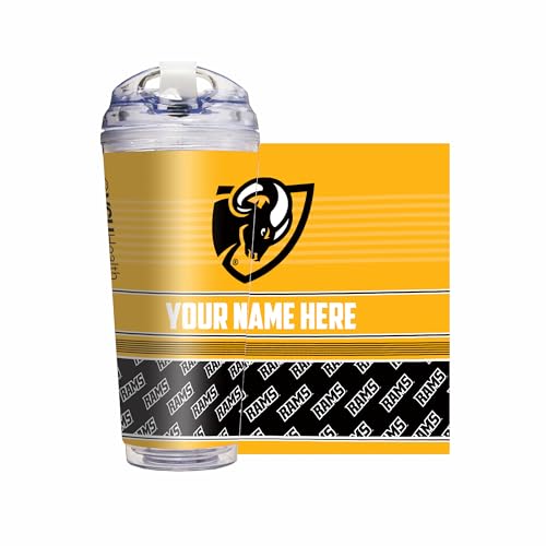 Rico Industries NCAA Virginia Commonwealth Rams Standard 24oz Personalized Tumbler W/Hinged Lid - Team Colored Travel Tumbler - Keeps Drinks Cold or Hot