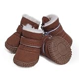 Hdwk&Hped Snow Dog Boots Warm Fleece Dog Winter Booties Anti-Slip Pet Shoes for Small Medium Dog Cat