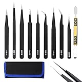 9Pcs Precision Tweezers Set, Anti-Static Stainless Steel Tweezer, Precision ESD Tweezer, Tweezers for Electronic Device Repair, Electronics & Jewelry Crafting - Image 1