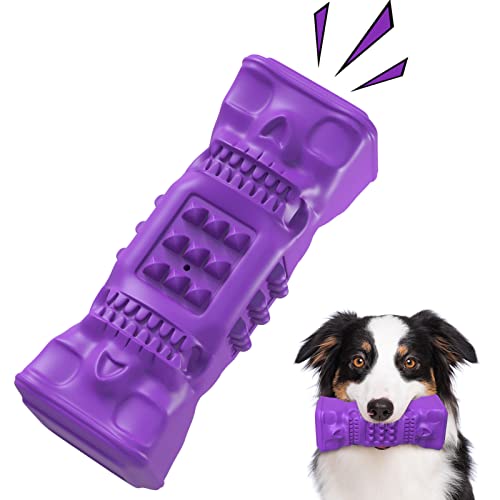 Hunde-Kauspielzeug, quietschendes Hundespielzeug für aggressive Kauer, Hunde-Kauspielzeug mit Naturkautschuk für mittelgroße große Hunderassen, Hundezahnbürste, Zahnpflege, Kauspielzeug Cover
