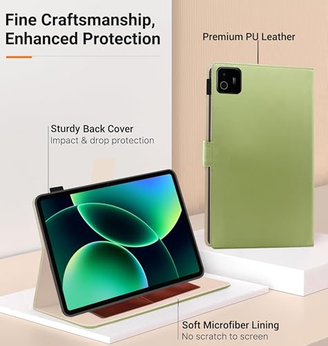 Image of TGK Flip Cover Case for Xiaomi Mi Pad 8 /8 Pro /Mi Pad 7 /7 Pro 11.2 inch Tablet with Stylus Holder (Mint Green)