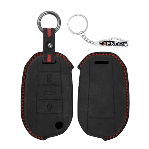 Coque de clé en daim noir élégant pour Peugeot 3008 508 et Citroën C4L