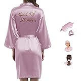 Material: Dieser Brautmantel ist aus hochwertigem, einfarbigem, mattem Seidensatin-Material, mit einem sehr weichen und seidigen Gefühl, hautfreundlich, sodass Sie auf der Hochzeitsfeier keine Zurückhaltung haben. Anwendbarer Anlass: Besonders für Hochzeitsfeiern, Brautpartys. Bietet bequemen Schlaf, lässige Pyjama-Party, auch als Brautkleid oder ein perfektes Geschenk für Frau, Familie, Freunde, Eltern oder Lieben.