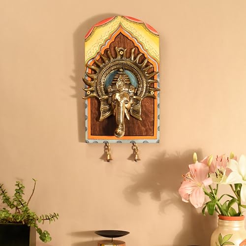 Image of Amantran-II Wall decor frame with divine Ganesha Majestically set on a beautiful frame | Handcrafted Wall Art for Home Decor & Office Spaces