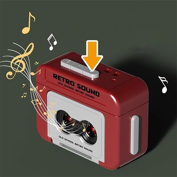 Image of Retro Sound Voice Recorder Keychain - Mini Cassette Style Voice Message Recorder with Playback, Portable Keychain Audio Recorder Gadget, Fun Retro Recording Device, Pack of 1