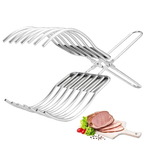 Pince à Rôtir, Pince à Rôtir en Acier Inoxydable, Aide Au Tranchage, Séparateur de Tranches de Viande, Peut Facilement Saisir du Jambon, du Pain, des...