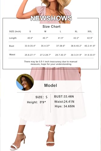 Image of Newshows Women's 2026 Summer Wedding Guest Dress Ruffle Sleeve Smocked Square Neck Long Flowy Tiered Maxi Sundress