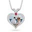 33 Heart 3 Layer Gemstons(Silver)+Cuban Chain