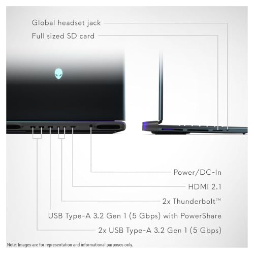 Image of Alienware 16 Area 51 Gaming Laptop, Intel Ultra 9 275HX, 64 GB DDR5 RAM, 2 TB PCIe SSD, 16 inch WQXGA (2560x1600) 240Hz, NVIDIA G-Force RTX 5070Ti, Backlit Keyboard, W11 Pro, Liquid Teal+Traix Mousepad