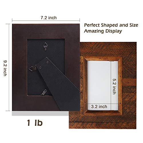 Eosglac Wooden Picture Frame 4x6 inch, Wood Plank Design with Rustic Brown Finish, Wall Mounting or Tabletop Display, Handmade Photo Frame (4x6, Brown)