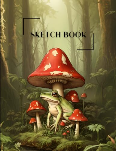 Sketchbook Frog Mushroom Vintage Illustration for Art, Drawing, Writing, Painting or Doodling 115 Pages 8.5x11