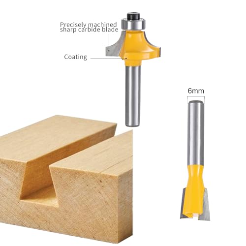 HPMAISON 12tlg. Fräser Set für Oberfräsen, Zylindrischer Schaft 6 mm, präzise Hartmetall Schneideplatten, Holzfräs Bits Fräser Set für Kantenfräse, Holzfräse, Holzbearbeitung