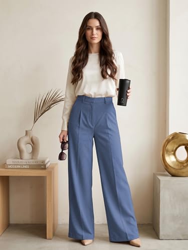 Image of GRECIILOOKS Trousers for Woman | Womens High Rise High Waist Flared Korean Style | Formal Pant for Women Office Wear| Track Pants for Womans Elegant for College & Events (Available in Plus Size)