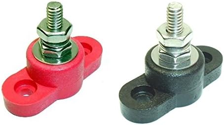 Fastronix 1/4" Stainless Steel Single Stud Power and Ground Junction Block Red and Black