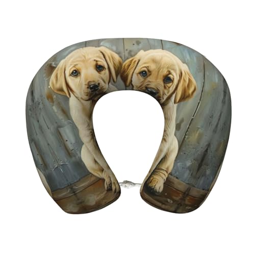 Almohada de viaje cuello con funda negra ajustable miniatura 1