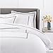 Pinzon Hotel Stitch 400-Thread-Count 100-Percent Egyptian Cotton Sateen Duvet Cover, Full/Queen, White with Espresso Stripes