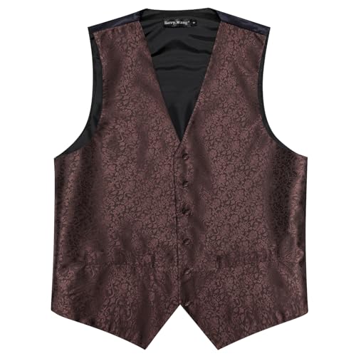 Image of Barry.Wang Men's Suit Vest Tie Bowtie Set Formal Silk Paisley Waistcoat Hanky Cufflinks Lapel Pin Set Wedding Party 7PCS