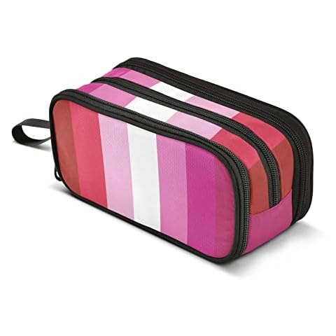 CHIFIGNO Large Capacity Lesbian Flag Lgbtq Pride Flag Pencil Case Zipper Pencil Bag Pouch Holder Box Cosmetic Makeup Bag Travel bags for Girl Boy Business Office Cover