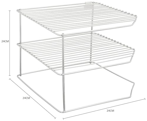 Image of Homify Stainless Steel 3-Tier Countertop Storage Rack For Corners, Multipurpose Stainless Steel Kitchen Plate Dish Corner Rack Stand Holder, Corner Shelf