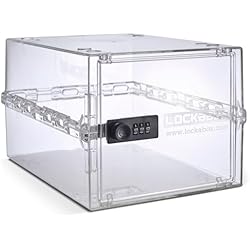 Lockabox One™ | Caja de almacenamiento compacta e higiénica con cerradura para alimentos, medicamentos y seguridad en el hogar (Cristal)