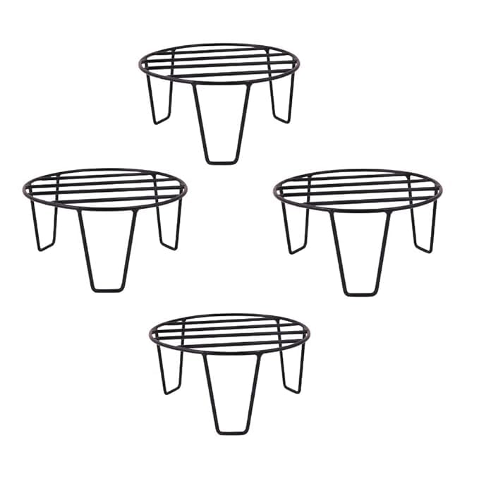 Image of Industry Strong Legs Metal Round Stands for Plant Pot and Flower Pot Black Stand Set of 4