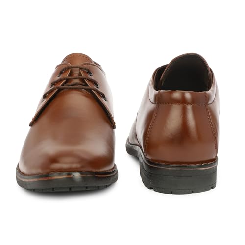 Image of Leatherful Formal Lace-up Derby Shoes for Men | Full Grain Leather | TPR Sole & Nappa Lining | Office, Party, All Occassion | Genuine Leather | Smart Casual - YKDB020BL1S-06