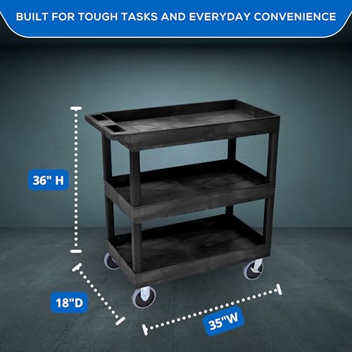 Image of FSE 373-EC111HD-B 32 inch x 18 inch Tub Cart - Three Shelves