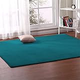 Teppich Wohnzimmer Modern Design Rechteck Teppiche Grün-7 Waschbar in Waschmaschine Kurzflor Shaggy Rug für Esszimmer Kinderzimmer Schlafzimmer Geeignet(140x200cm)
