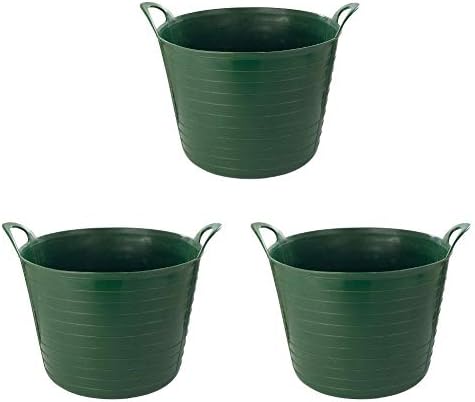 3 x 26 Litre Flexi Tub Garden Home Flexible Colour Storage Container Bucket Polyethylene Flex Tub- MADE IN U.K (Blue)