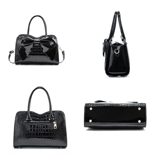 Bolso Tote con relieve de cocodrilo y cierre de cremallera miniatura 4