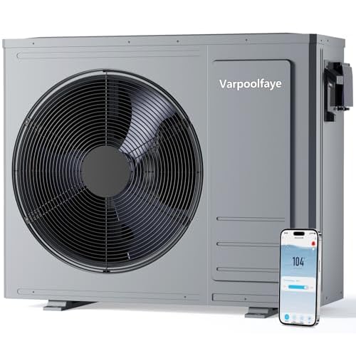 16000 BTU Swimming Pool Heat Pump 5000 Gallon Electric Pool Heater for Above Ground Pool 5KW Heating or Cooling WiFi Control Timer Pool Heater 110V 60Hz