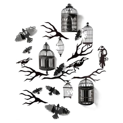 Cheerland 3D Crow Cage Wall Sticker Set Cover