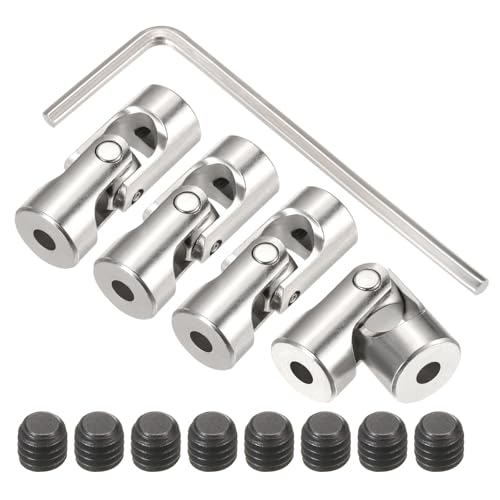 QUARKZMAN 4 Stück 3mm bis 3mm ID Gelenk Wellenkupplung Motoranschluss Universal Lenkwellen L23XD9 Metall 45° Drehbare Gelenkkupplung mit Schrauben Schraubenschlüssel Set für RC Auto DIY